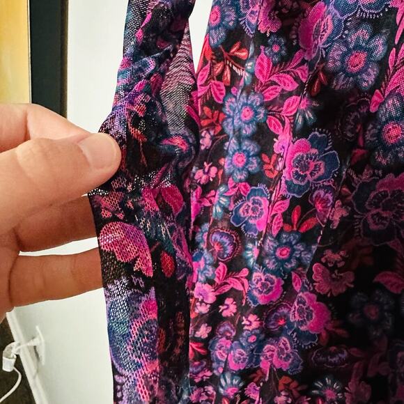Misa Stormi Electric Ditsy Floral Mesh Sheer Midi Dress Size Extra Small - Picture 7 of 15